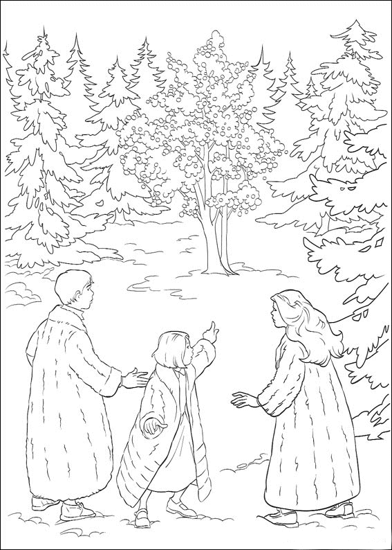 coloriage narnia edmund lucie et anna dans les bois